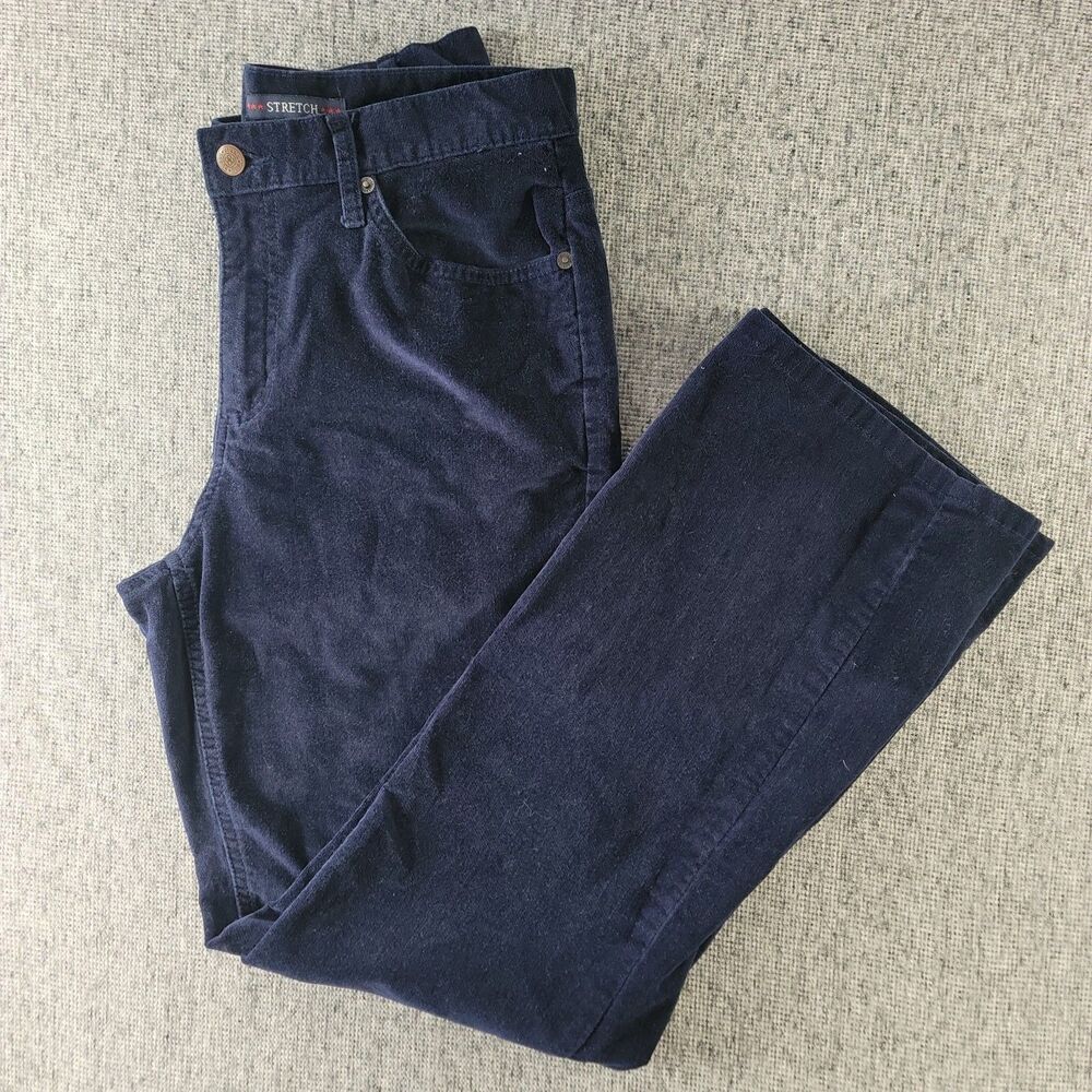 Vtg 90s Bill Blass Velveteen Jeans Womens 8 Navy Blue High Rise Velvet Bootcut